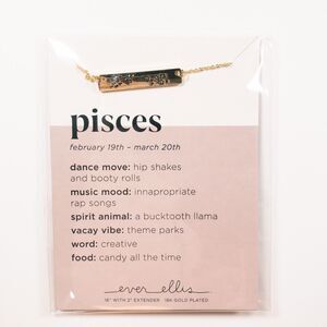 Ever Ellis Pisces Zodiac Bar Necklace Gold Astrology Jewelry